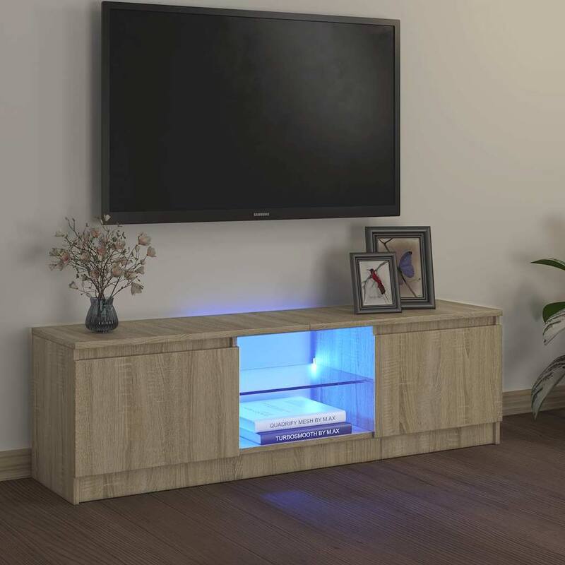 vidaXL TV Stand with LED Lights Sonoma Oak 47.2"x11.8"x14.2" - 47.2" x 12" x 14"