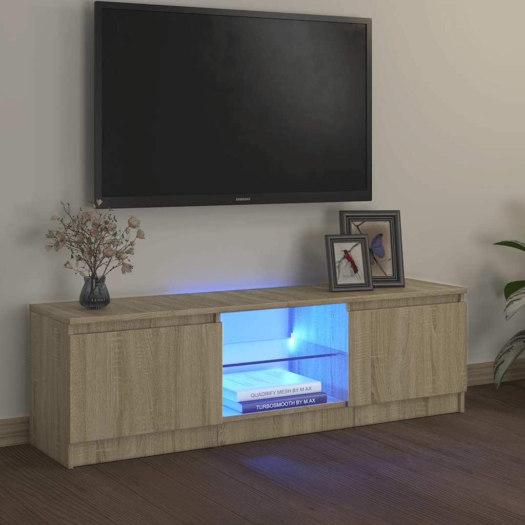 vidaXL TV Stand with LED Lights Sonoma Oak 47.2"x11.8"x14.2" - 47.2" x 12" x 14"