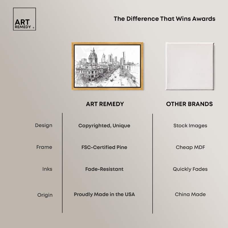 Collins Street Sketch Canvas by Art Remedy