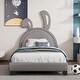 preview thumbnail 46 of 52, Merax Upholstered Leather Platform Bed with Rabbit Ornament Grey - 	 79.5"L x 41.3"W x 52.8"H