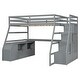 preview thumbnail 8 of 13, Full Size Loft Bed with Desk, 7 Drawers and 2 Shelves, Grey