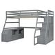 preview thumbnail 63 of 83, Loft Bed Frame wDesk and Storage Staircase, Wood Loft Bed with 7 Drawers and 2 Shelves, Kid's Loft Bed Study Bed with Staircase