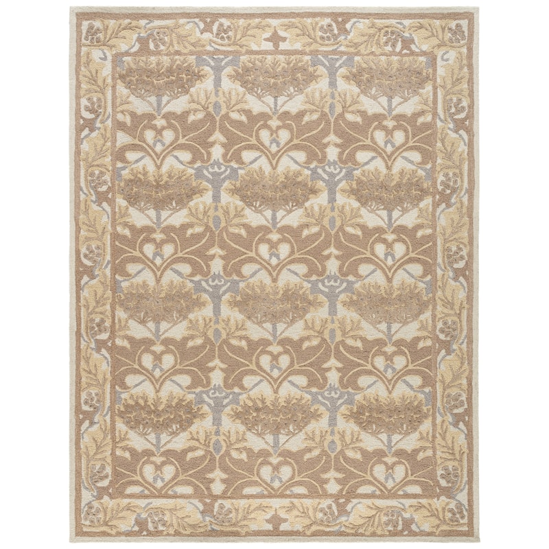 SAFAVIEH Handmade Earthly Treasure Kara Traditional Oriental Wool Rug - 8' x 10' - Ivory/Grey