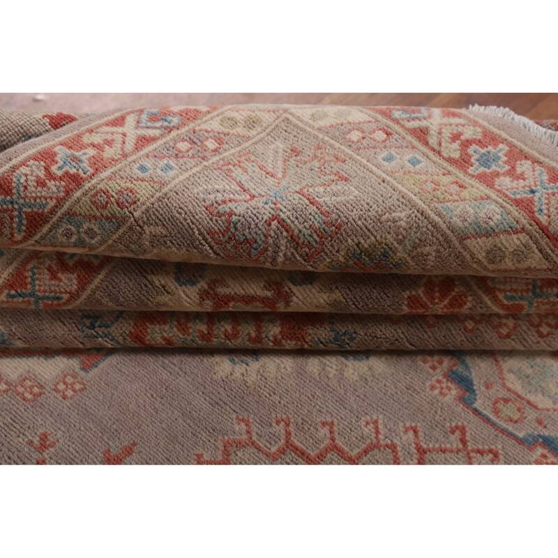 Geometric Kazak Oriental Area Rug Hand-Knotted Home Decor Wool Carpet - 8'1" x 9'10"