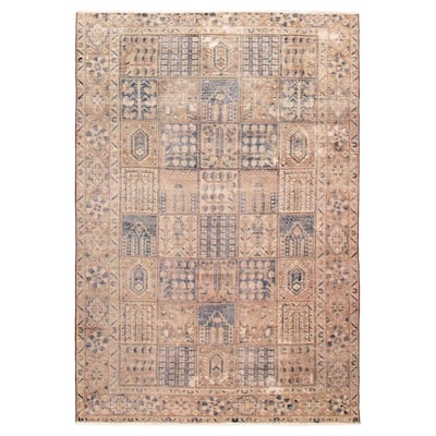 ECARPETGALLERY Hand-knotted Antalya Vintage Tan Wool Rug - 6'9 x 9'10