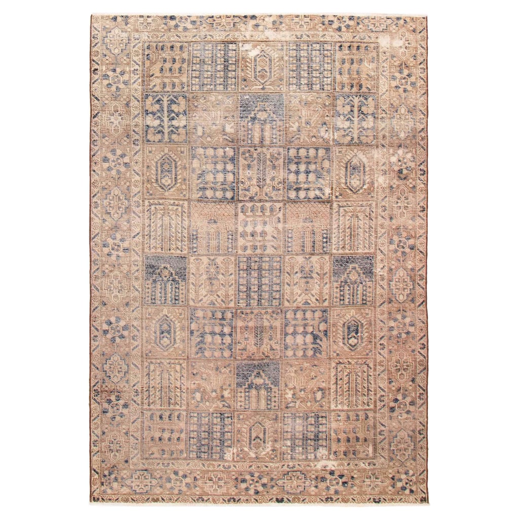 ECARPETGALLERY Hand-knotted Antalya Vintage Tan Wool Rug - 6'9 x 9'10
