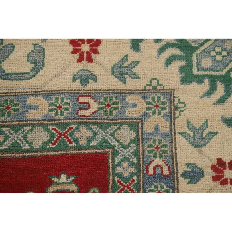 Red Geometric Kazak Oriental Area Rug Handmade Traditional Wool Carpet - 8'4"x 11'7"