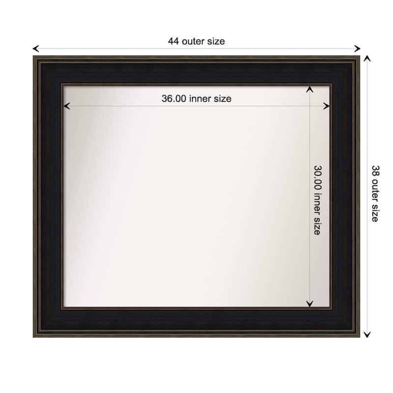 Mezzanine Espresso Framed Non-Beveled Custom Wall Mirror, Bathroom Vanity Mirror - Outer Size: 43.75 x 37.75