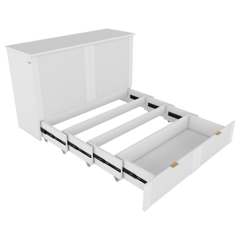 Murphy Bed with Pulley Structure Design,Drawer and USB Ports for Bedroom