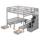 preview thumbnail 15 of 15, Gray Full Pine Convertible Bunk Bed with Staircase, Drawer, and Table Set