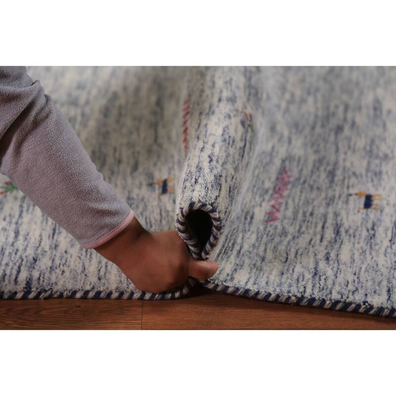 Tribal Striped Gabbeh Oriental Area Rug Hand-Knotted Wool Carpet - 7'10" x 9'7"