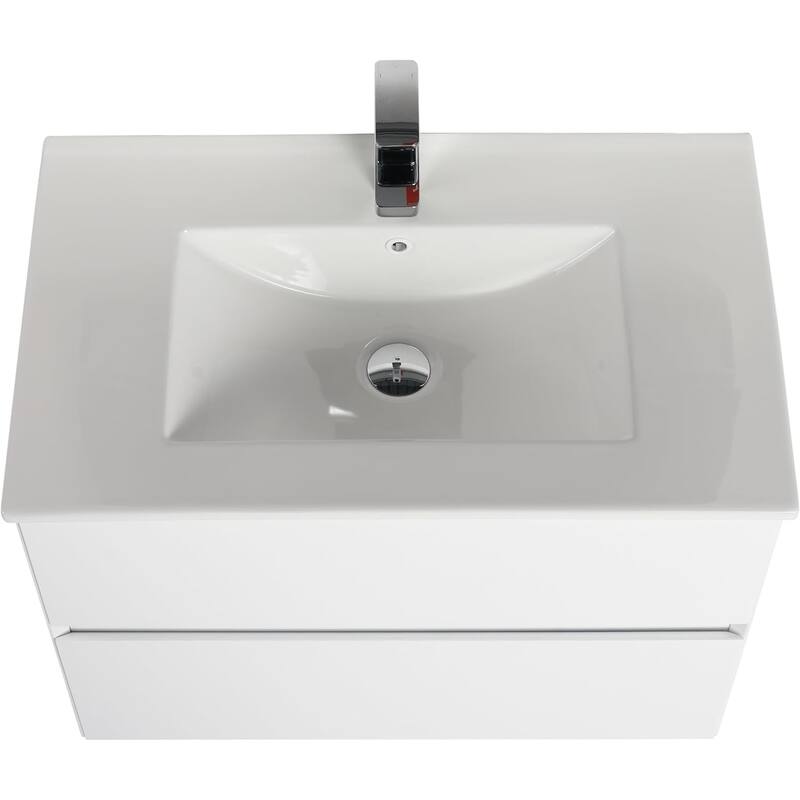 Blossom 30 Inch All Wood Wall Mounted Floating Bathroom Vanity with Sink