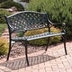 preview thumbnail 2 of 10, Sunnydaze 2-Person Black Checkered Cast Aluminum Outdoor Patio Garden Bench