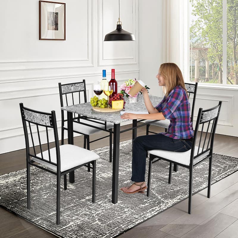 5 Piece Kitchen Dining Table Set Modern Table and Chairs Set