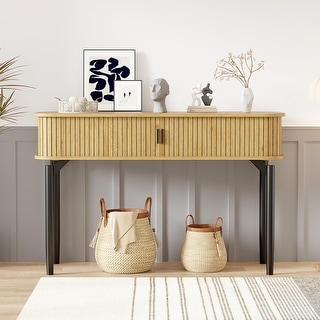 47" Fluted Console Table with Drawers, Narrow Entryway Tables with ...