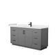 preview thumbnail 155 of 168, Miranda Single Vanity Set, Cultured Marble Top, No Mirror 66-Inch Single - Dark Gray, Black Trim, Carrara Cultured Marble Top