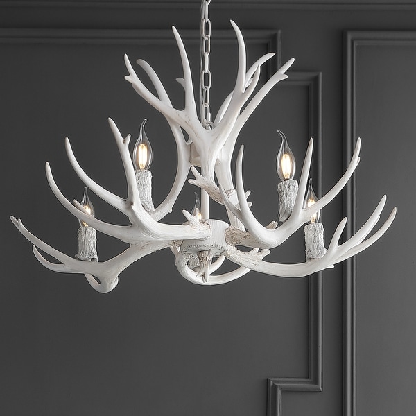 Apollo Adjustable Resin Antler 5 Light LED Chandelier by JONATHAN Y 30 On Sale Bed Bath Beyond 35645444