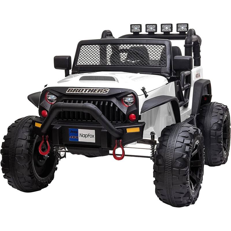12V Electric Kids Ride On Car with Remote Control Two Seats LED Lights and Bluetooth for Ages 2 to 7 Years - 48.4"x34.6"x31.5"