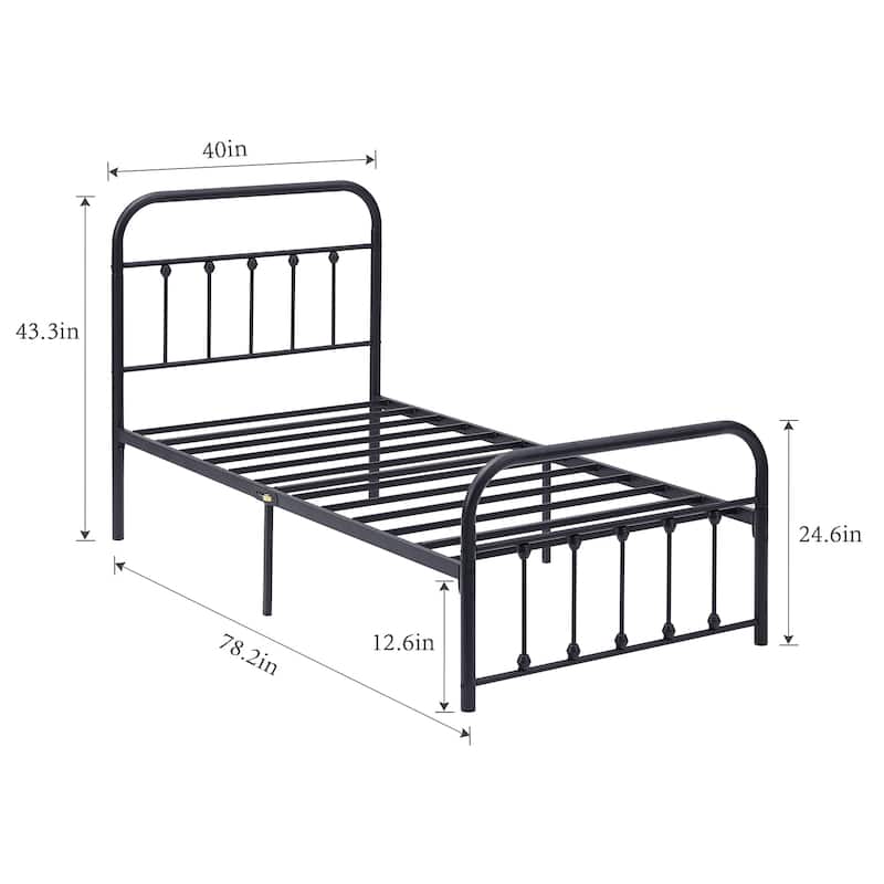 Javlergo Modern Platform Bed Frame Twin/Full/Queen/King Size Metal Bed with Headboard and Footboard