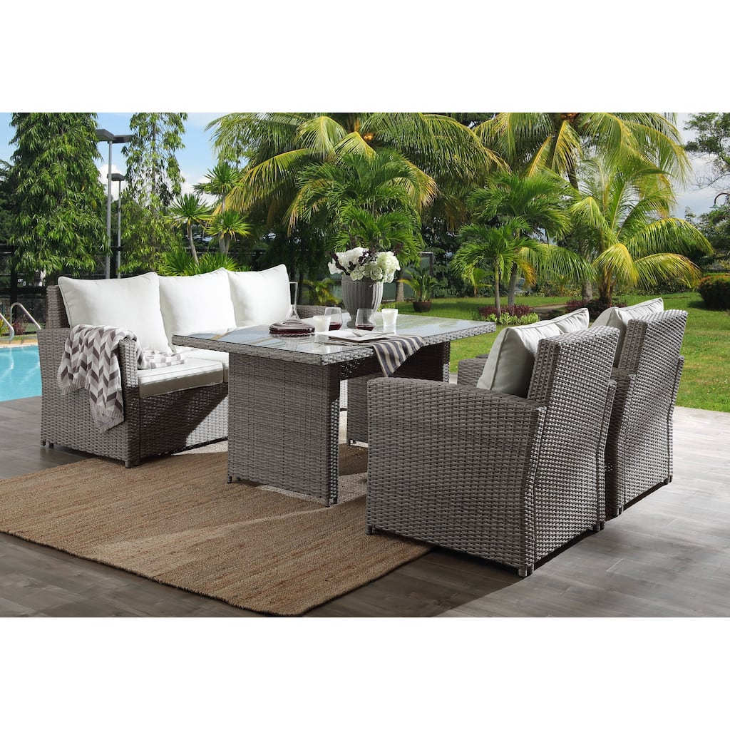 Wariuro 4-piece Grey Wicker Patio Set with Cushions by Havenside Home