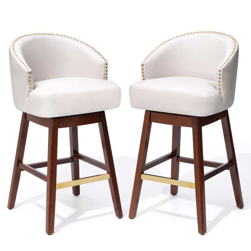 Pellebant 26.4''/31.9"H Height Solid Wood Swivel Indoor Bar Stools