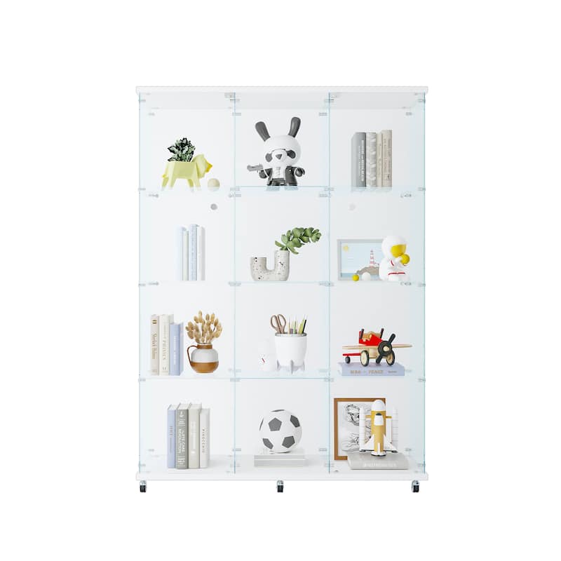 Floor Standing Glass Display Cabinet with 4 Shelves Extra Large