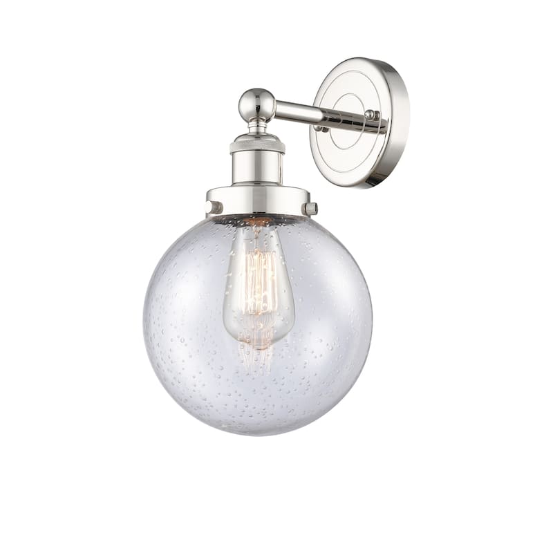 Innovations Lighting Large Beacon - 1 Light 7" Sconce. - Polished Nickel/Seedy