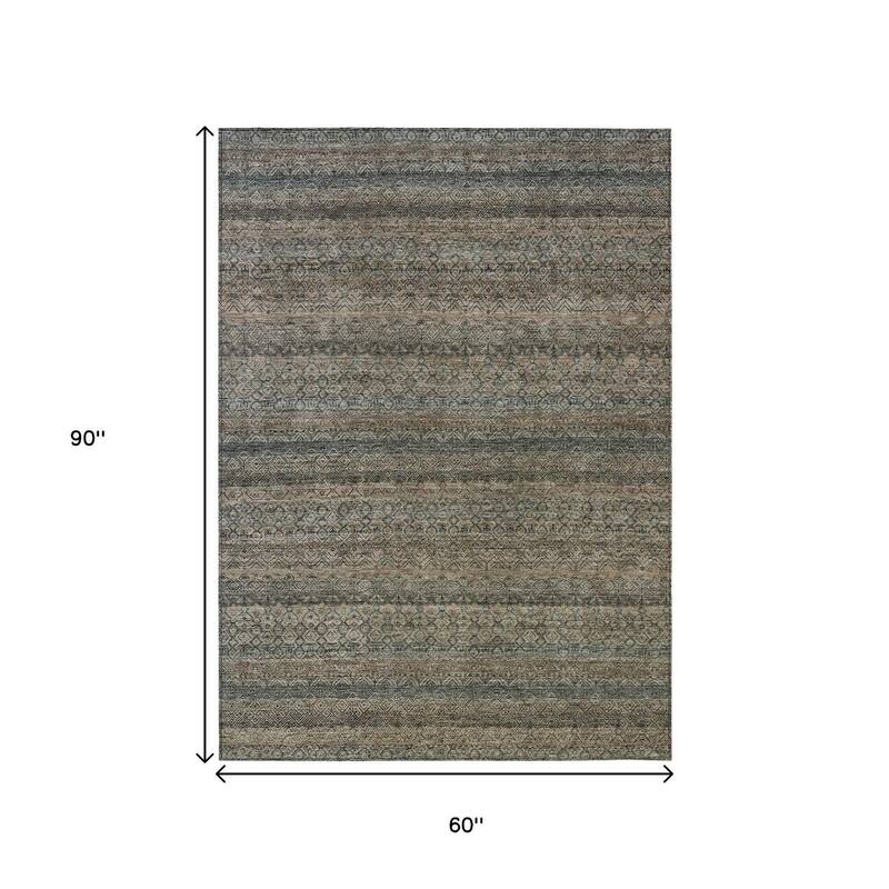 HomeRoots Striped Transitional Rectangle Outdoor Rug