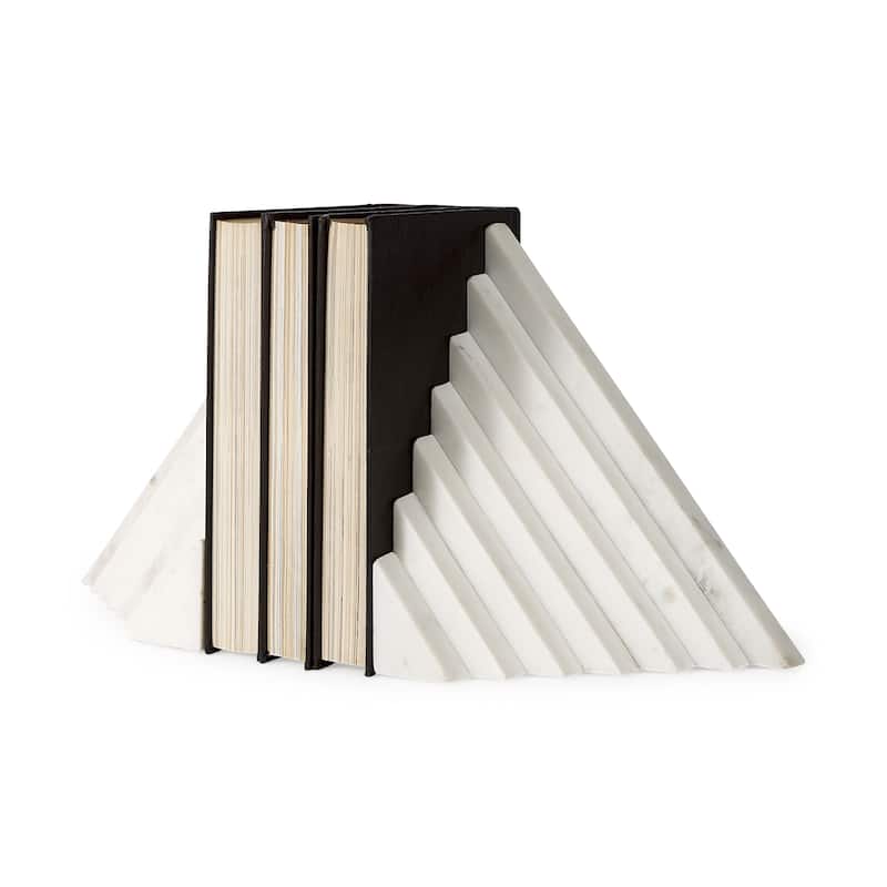 Sophia 8.0"L x 6.0"W x 7.0"H Marble Set Of Two Bookends - 7.0L x 5.3W x 9.3H - Off White