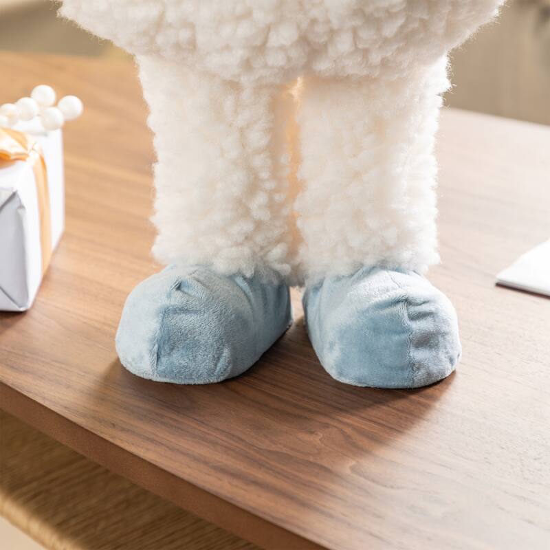 Glitzhome Fabric Christmas Yeti Snowman Highland Cow Shelf Sitters or Standing Figurines Decor