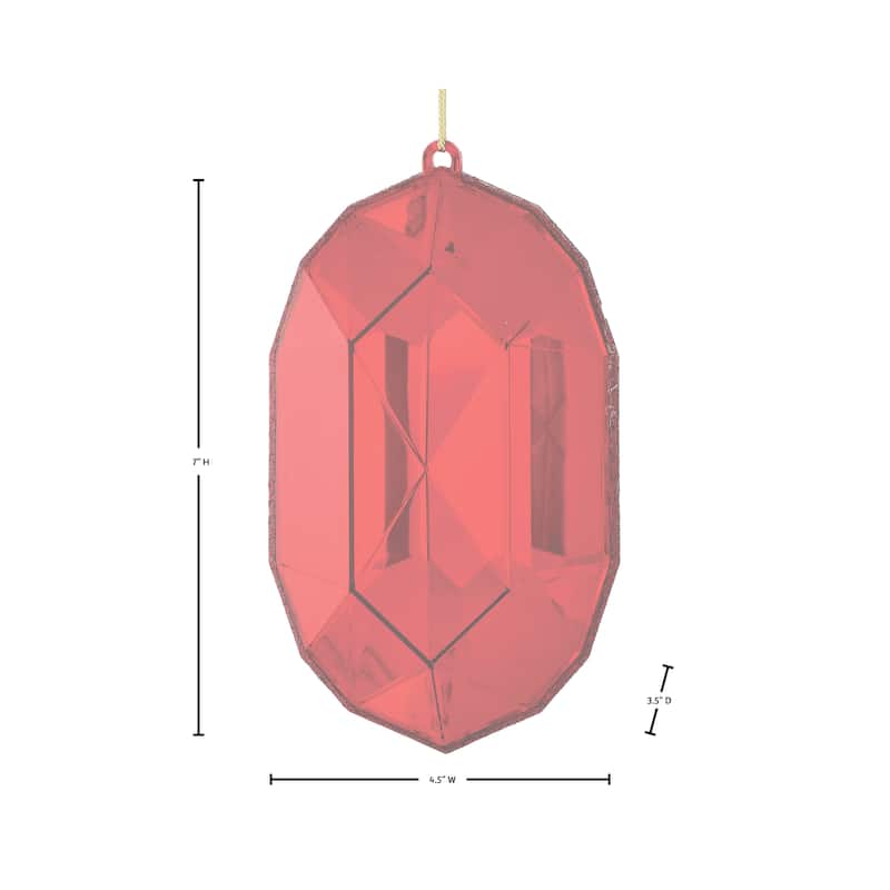 6.5" Acrylic Oval Precious Gem Ornament Set of 3