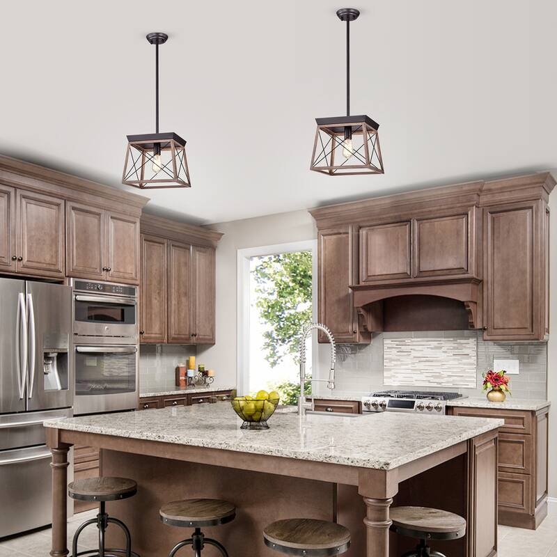 Celia Oil Rubbed Bronze 1-Light Open-Cage Metal Pendant Light