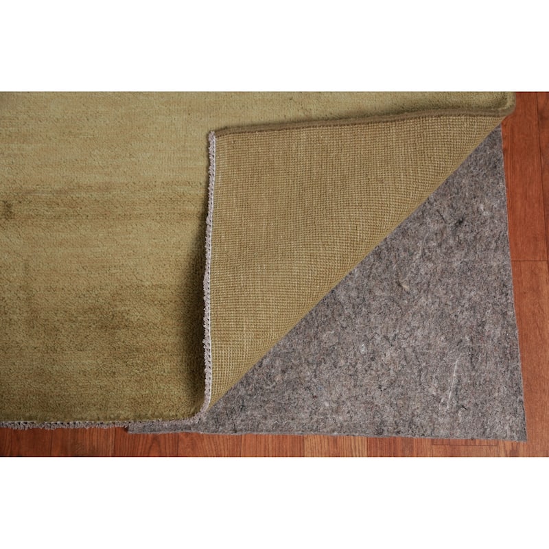 Hand Knotted Oriental 100% Wool Carpet Modern Solid Green Gabbeh Area Rug - 13' 4'' X 10' 2''