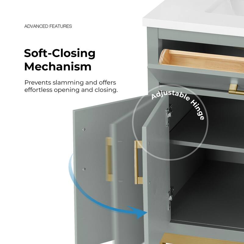 Diya Undermount Single Sink Bathroom Vanity with White Engineered Marble Top