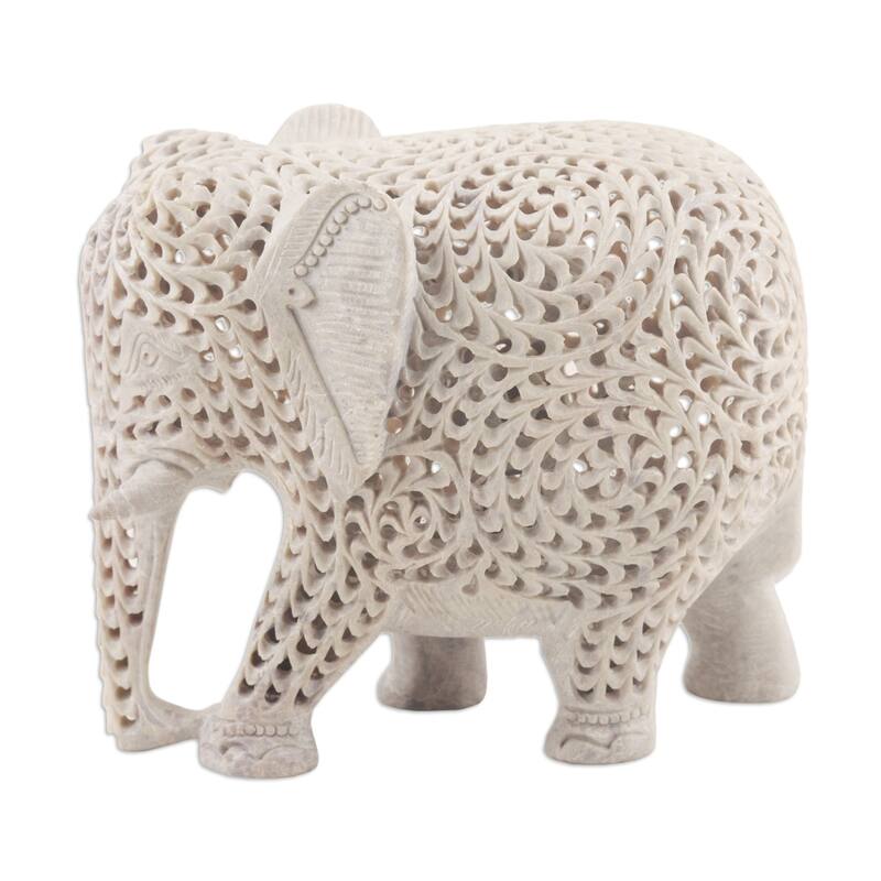 Novica Handmade Expecting Elephant Soapstone Sculpture