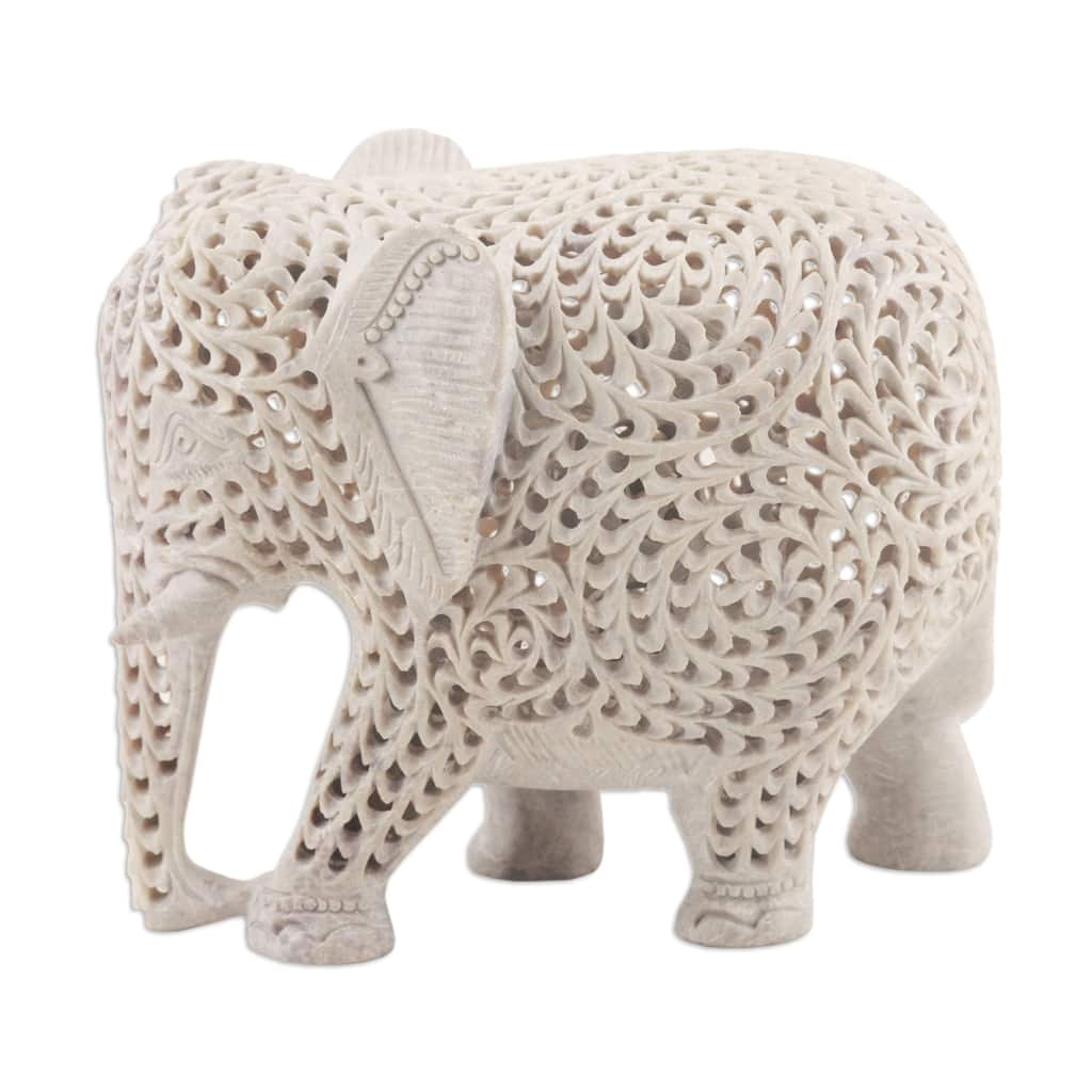 Novica Handmade Expecting Elephant Soapstone Sculpture