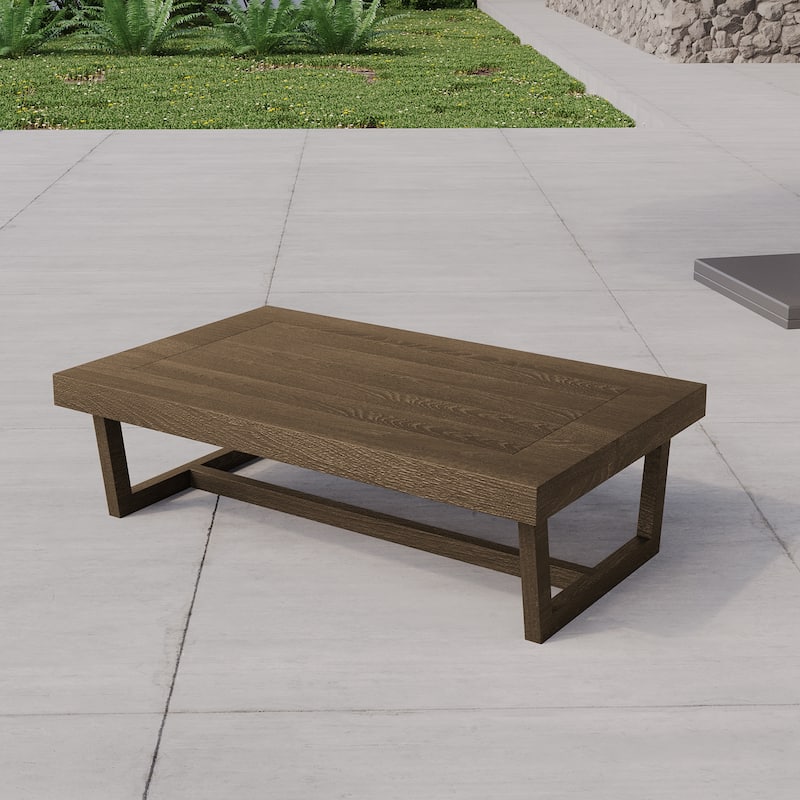 Wood Outdoor Sectional Furniture 2 Seat Armless Patio Sofa - Tea Table - Teak-Tea Table