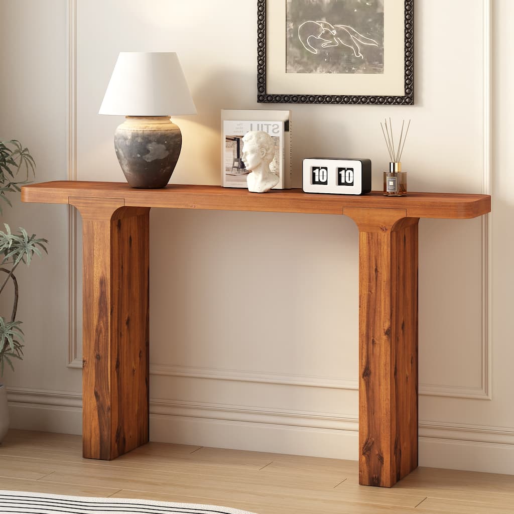 Narrow Console Tables Accent Table with Acacia Wood Leg Sofa Table, Modern Hallway Tables for Entryway, Living Room