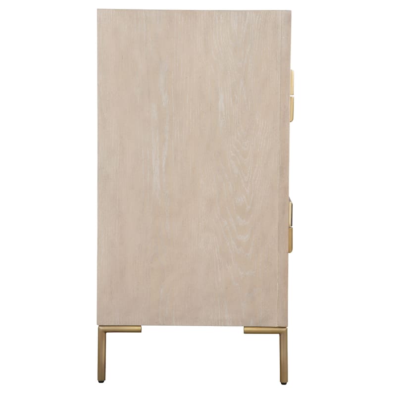 4 Drawer Wooden Accent Chest - 35" - Beige and Gold