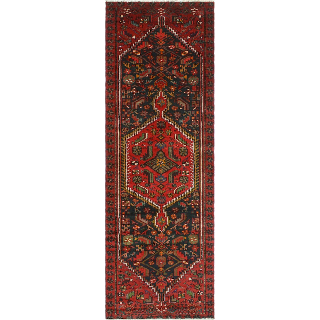 Fine Vintage Distressed Abtin Charcoal/Red Runner - 3'2" x 9'7"