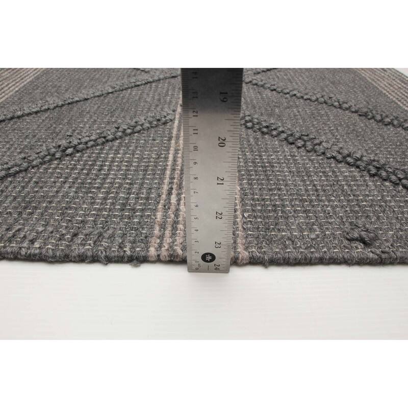 ECARPETGALLERY Braid weave Sienna Grey Wool Rug - 5'0 x 6'10