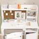 preview thumbnail 4 of 10, Kids Study Desk & Chair Set with Storage, Ergonomic Learning Table with Bookshelf for Ages 3–8