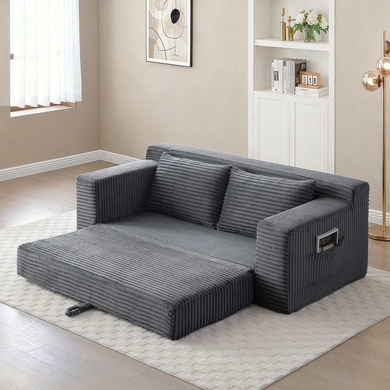 Memory Foam Cloud Loveseat Sofa Bed - 2-in-1 Compressed Foldable Sleeper with Storage, No Assembly Needed