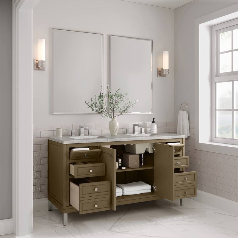 Chicago 60" Double Vanity, Walnut Whisper