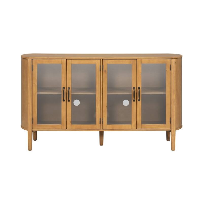 58" Sideboard with 4 Glass Doors for Living Room and Dining Room Organization
