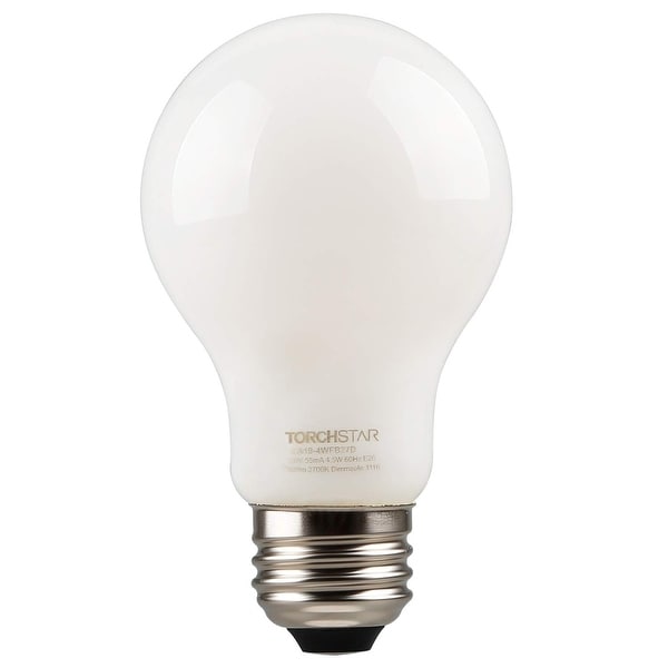 TORCHSTAR 4.5W LED Dimmable A19 Frosted Glass Filament Light Bulb. Opens flyout.