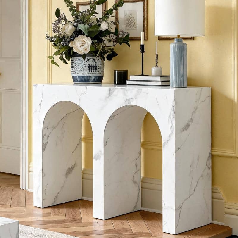 43" Marble Console Table - White - Wood