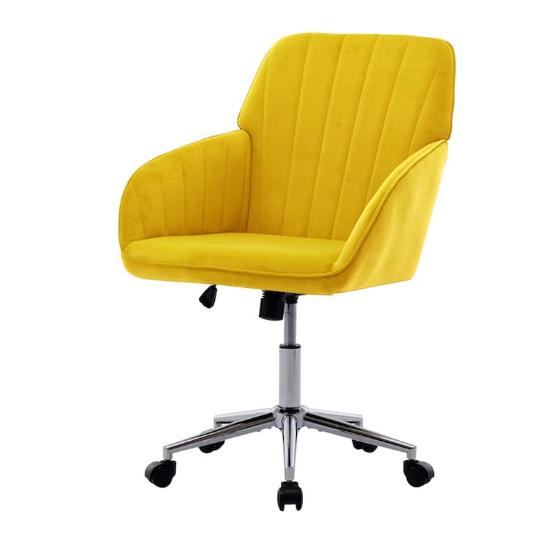 Velvet Adjustable Home Office Chair, Swivel Armchair with Universal Wheels, Upholstered Desk Chair with Metal Base