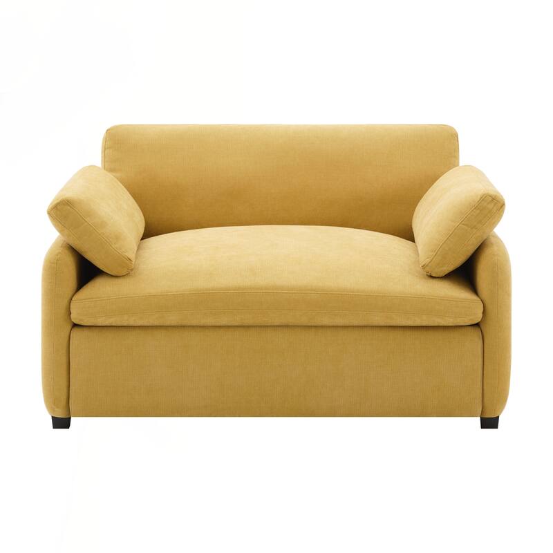 Oversized Chenille Single Sofa Chair,Wide and Deep Seat Accent Chair,Modern Upholstered Comfy Armchair - Yellow