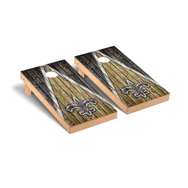 slide 2 of 5, New Orleans Saints NFL Football Triangle Cornhole Board Set